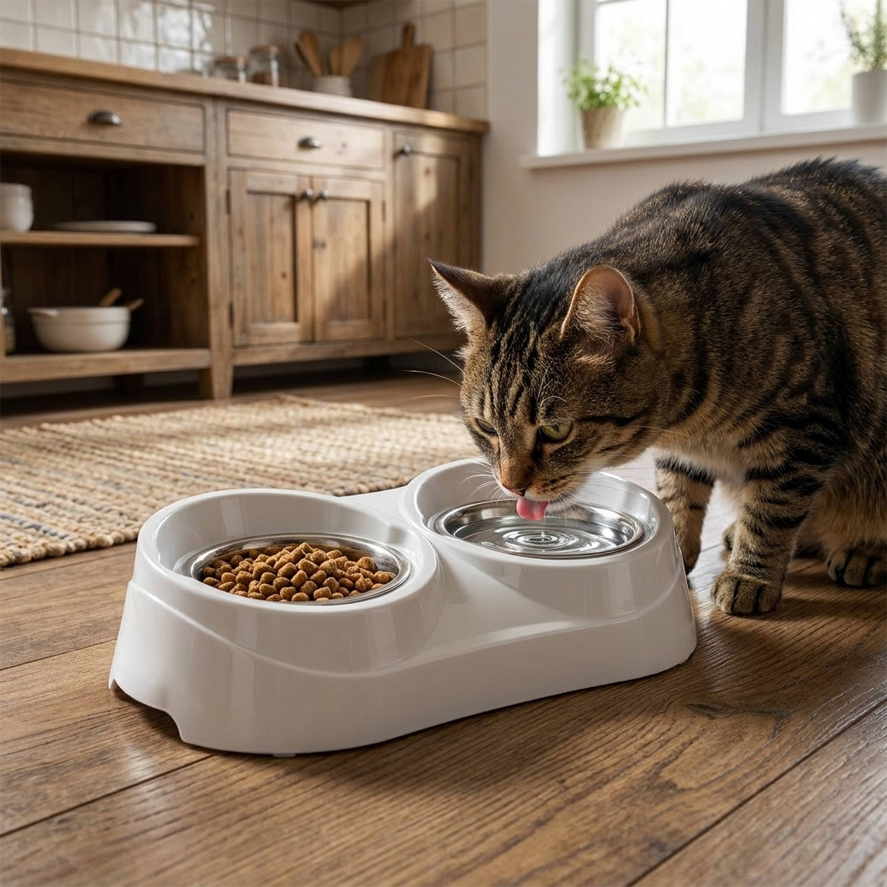 Ferplast - Ferplast Support de gamelle pour chien Duo Feed avec 2 gamelles en acier inoxydable - Système de double alimentation, Antidérapant et écologique pour - Imagen 3