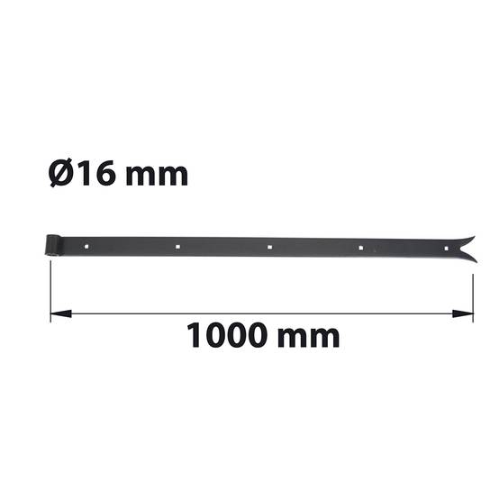 Afbat - Penture à queue de carpe D16 40X5 L1000 mm acier noir pré-peint - Image 1