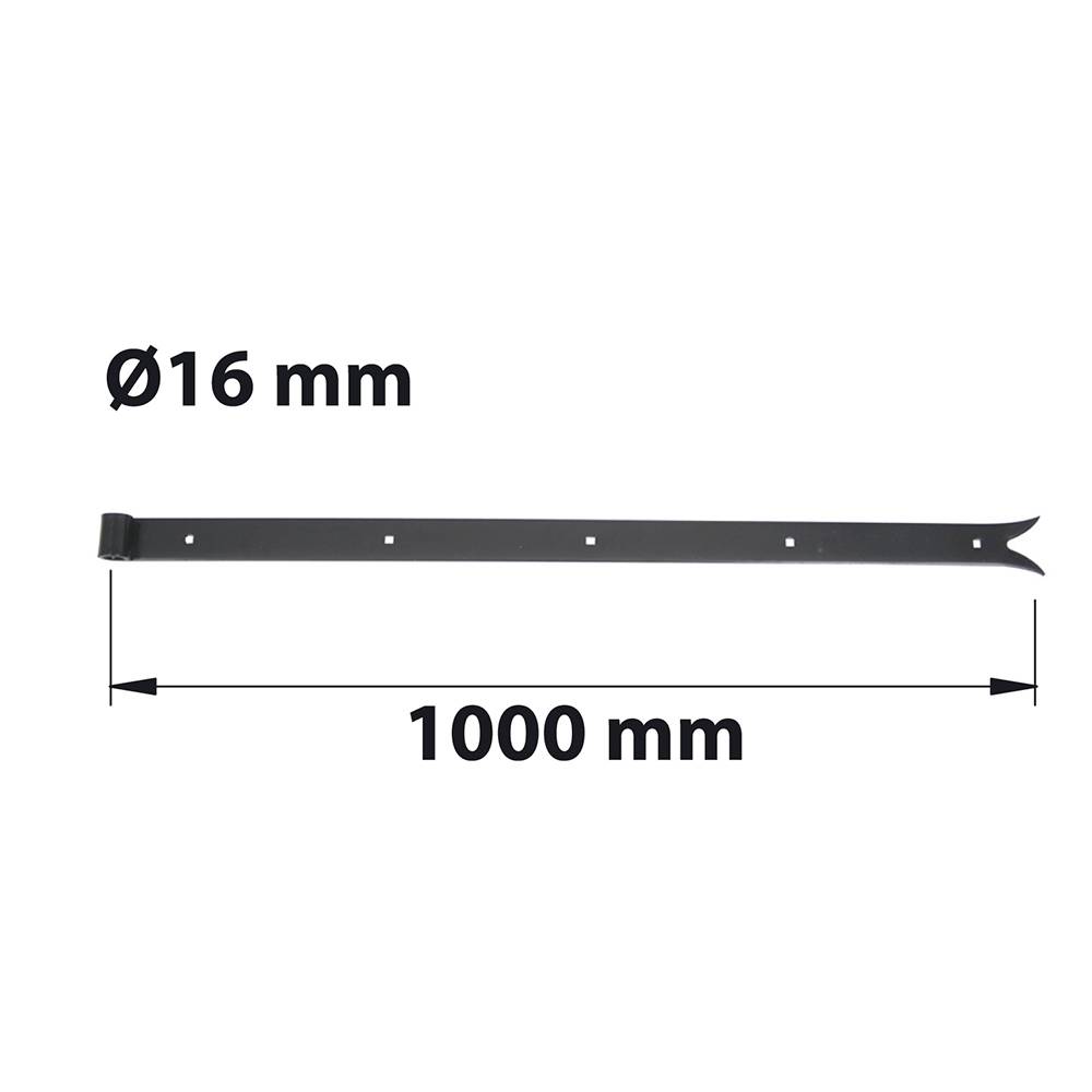 Afbat - Penture à queue de carpe D16 40X5 L1000 mm acier noir pré-peint - Image 1