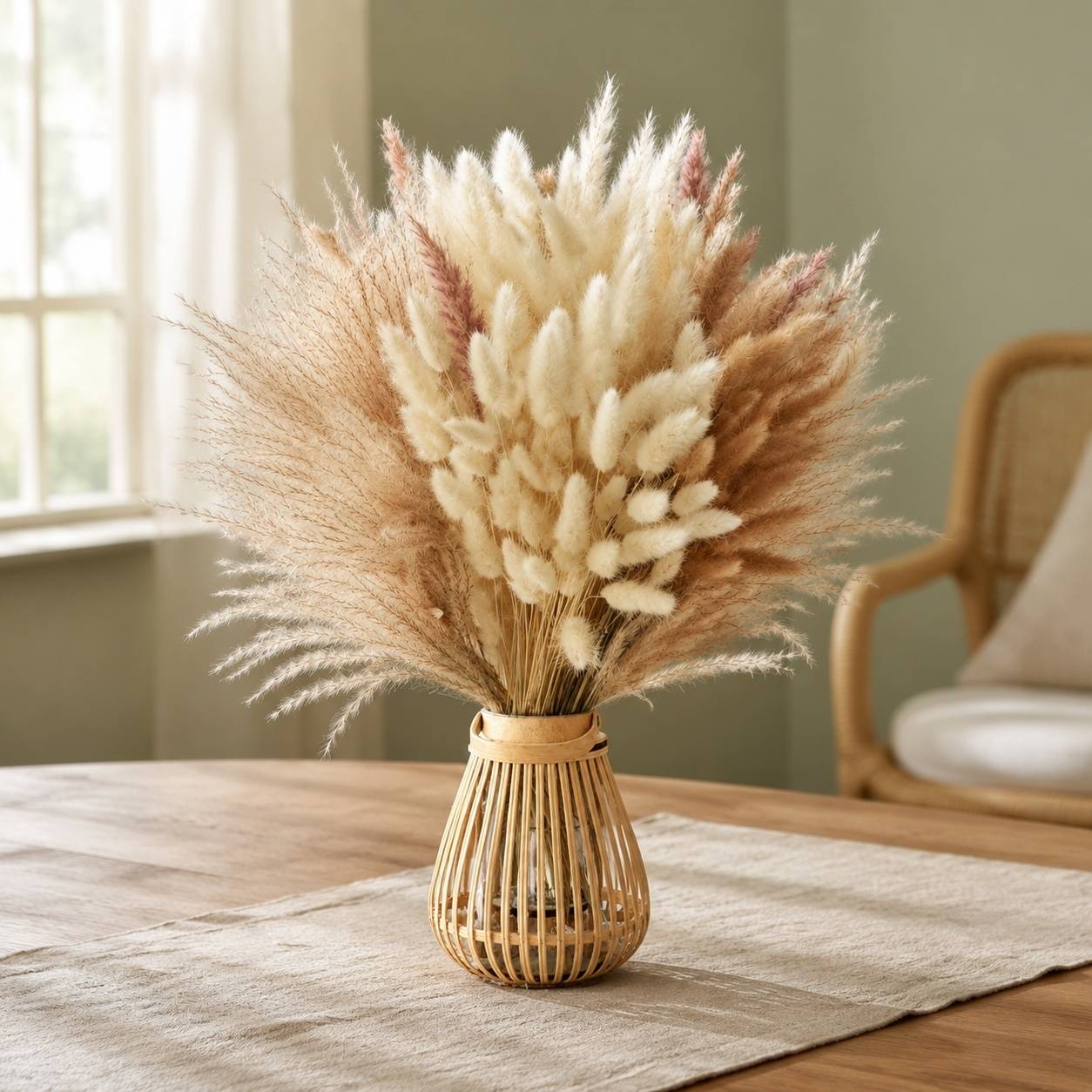 185 Pièces Bouquet Fleurs Séchées Pampas Décoration Boho pour Mariage Salon Chambre - Image 4