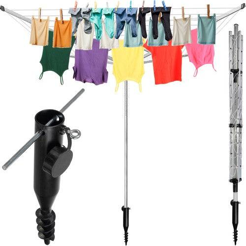 Importdistrib - Etendoir séchoir a linge parapluie 50M pliable + ancrage IMPORTDISTRIB - Imagen 1