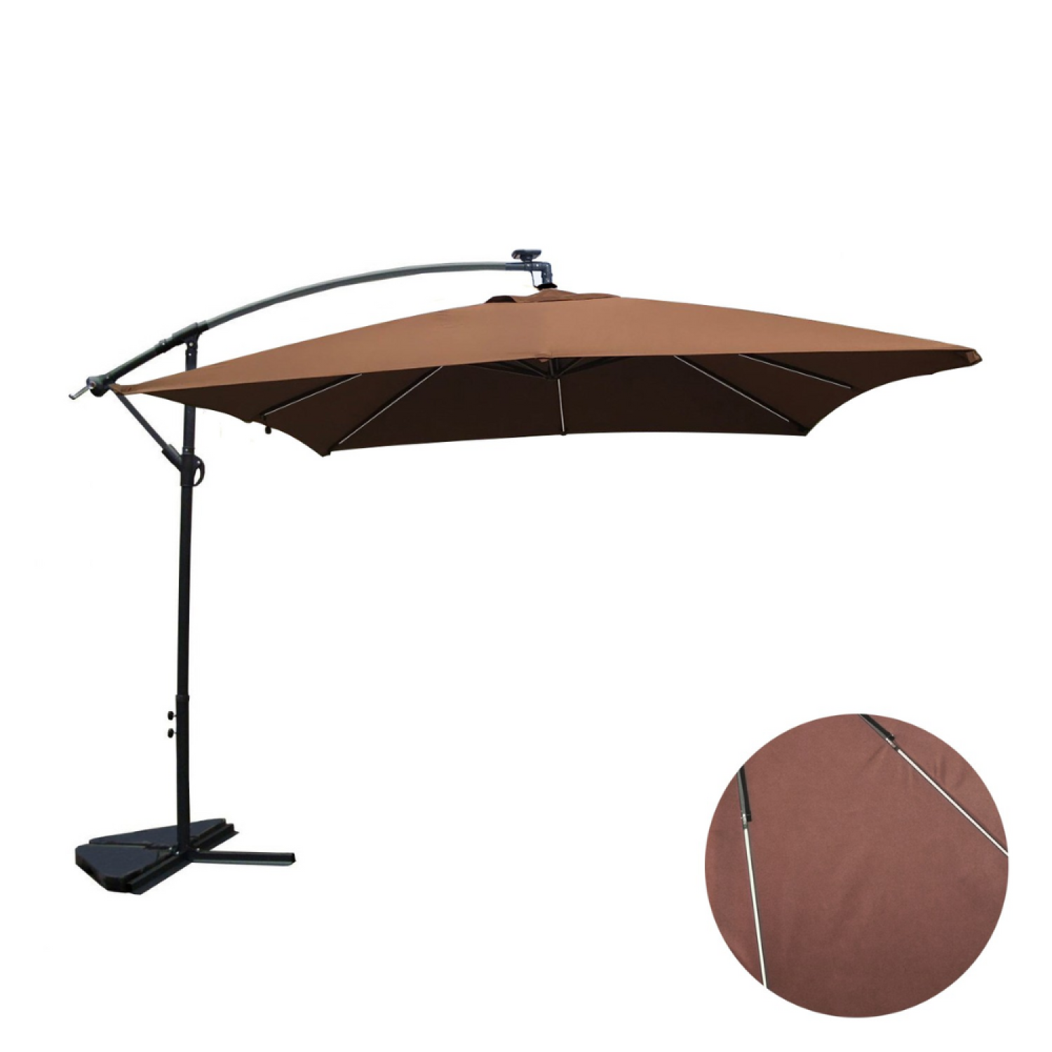 Concept Usine - Parasol marron déporté carré 3 x 3 m led SOLENZARA - Image 1