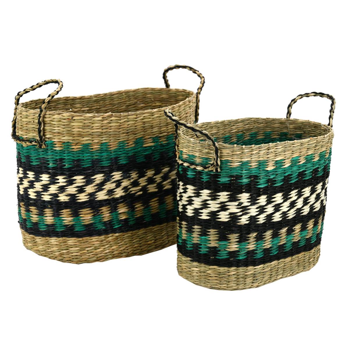 Aubry Gaspard - Paniers en jonc naturel et teinté (Lot de 2) - Imagen 1