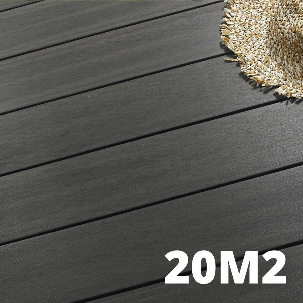 Kit Terrasse Composite NAVIA 20m² - Gris Foncé - 61 lames de terrasse (220 x 14.5 x 2.2 cm) - Fixation par Clips - Terrasse - Imagen 1