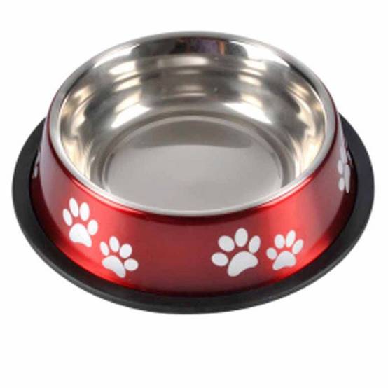Gamelle Antidérapante Chien & Chat "Pattes" 21cm Rouge