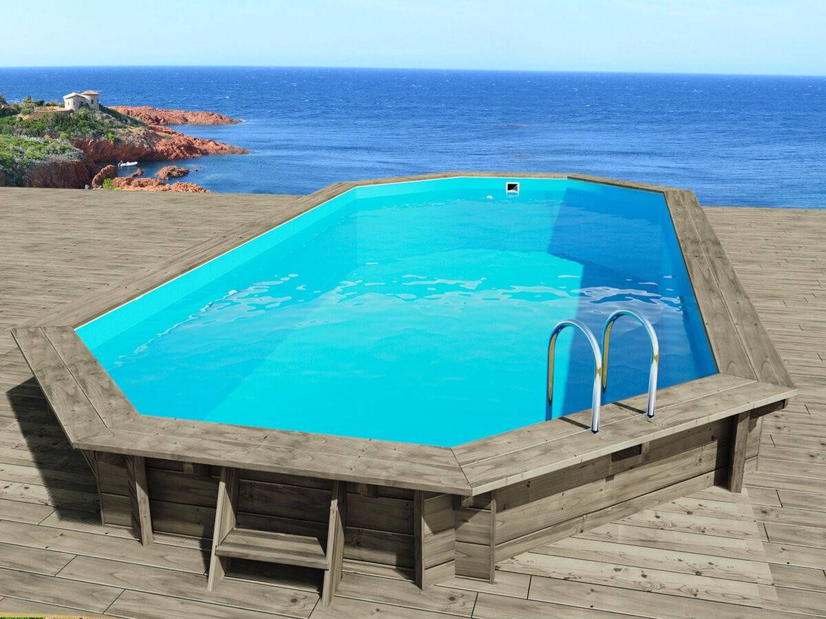 Piscine Bois " Sevilla 145 " - 8.57 X 4.57 X 1.45 M + Pompe à Chaleur Pour Piscine 6 Kw/h Inverter "powerline By Hayward" - Noir -habitat Et Jardin - Imagen 3