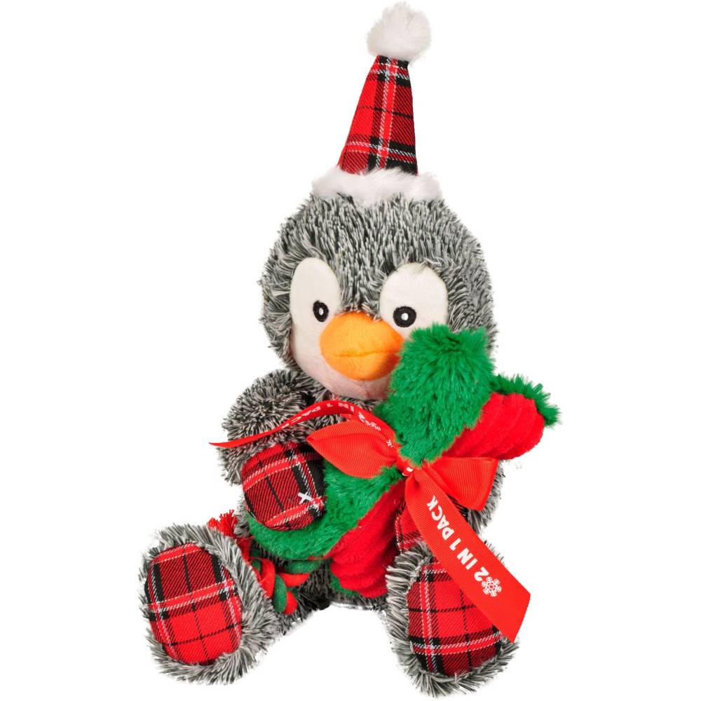 Flamingo - Flamingo - Pingouin Noël peluche 43 cm avec Os en corde , jouet pour chien - Imagen 1