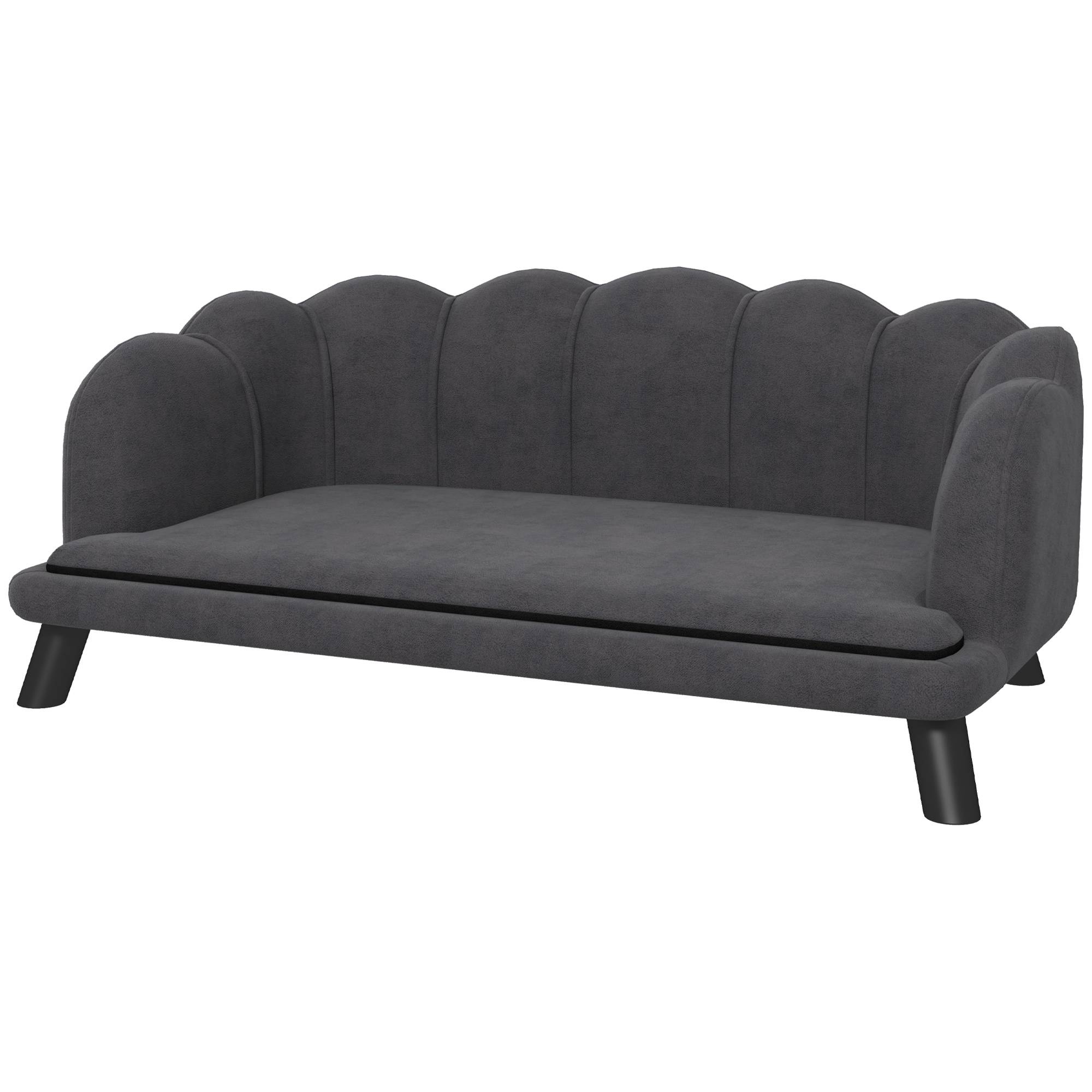 Canapé chien lit pour chien chat coquillage 98L x 60l x 35H cm coussin moelleux velours gris - Image 2