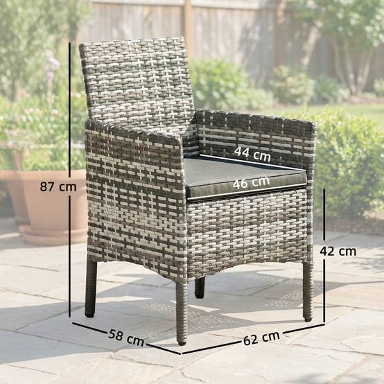 Lot de 2 fauteuils de jardin polyrotin : coussins amovibles, cadre acier, gris - Image 3
