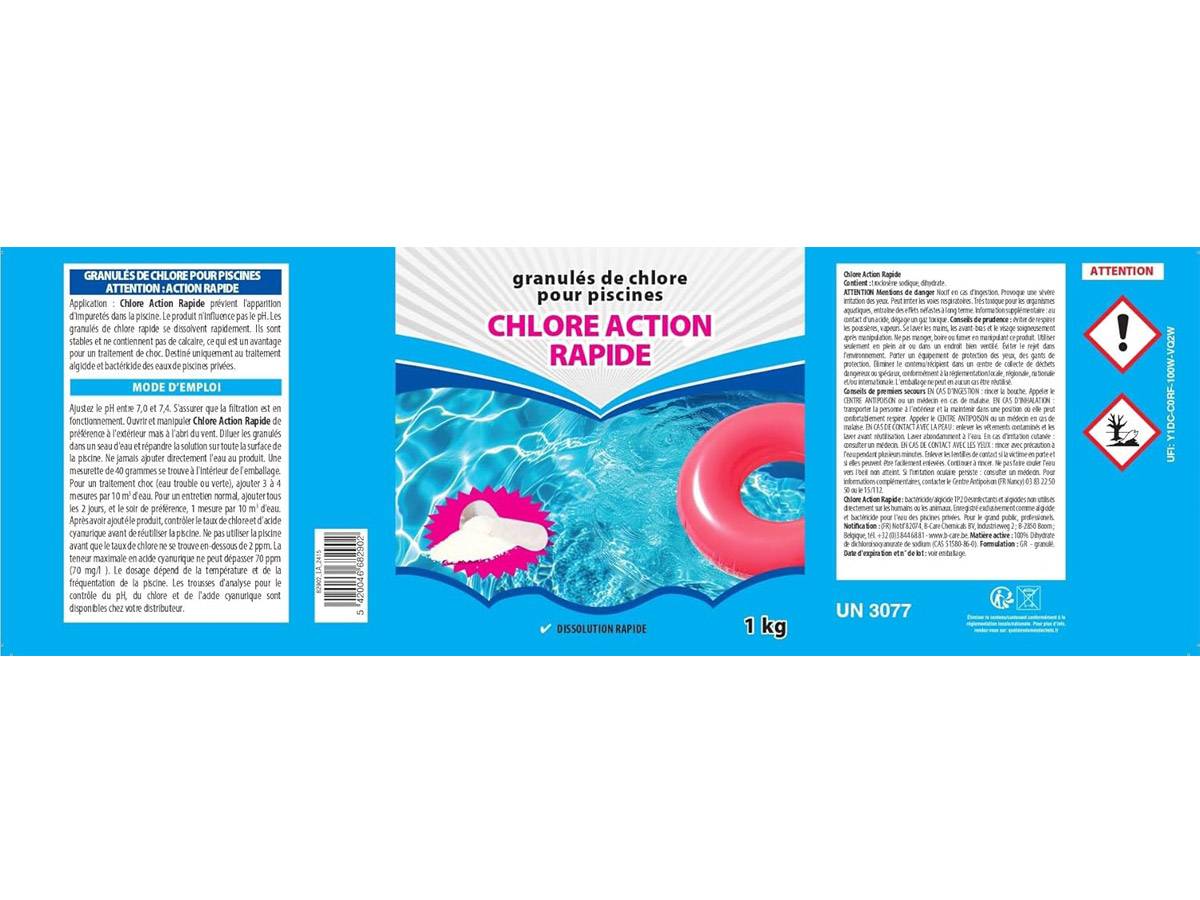 BSI - Chlore Choc - Action Rapide - Dissolution rapide - Idéal Pour Piscine Et Spa - Spécial Bactéries - Granulé - 1kg - Imagen 2
