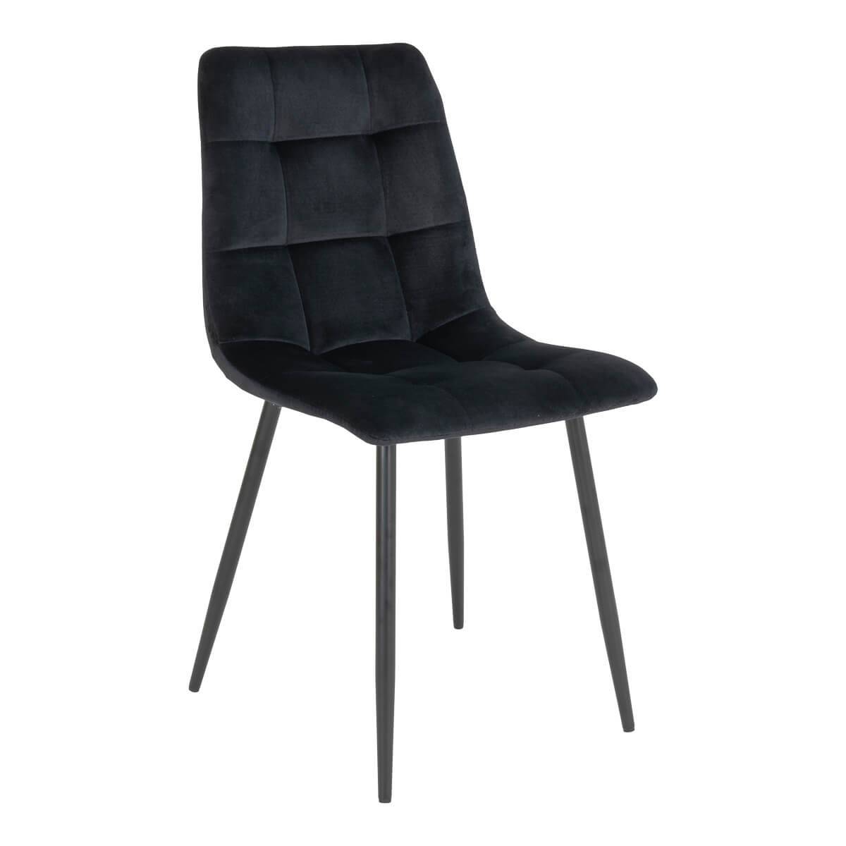 ALTOBUY - Lot de 2 Chaises Velours Noir et Piétement Acier - STRIB - Image 3
