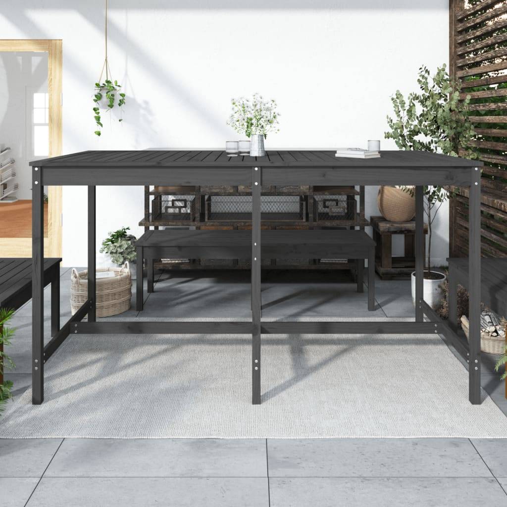Table de jardin bois massif pin gris 203,5 x 90 x 110 cm - PANGIVO - Image 3