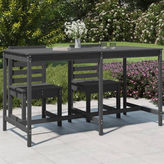 Table de jardin bois massif pin gris 203,5 x 90 x 110 cm - PANGIVO - Image 1