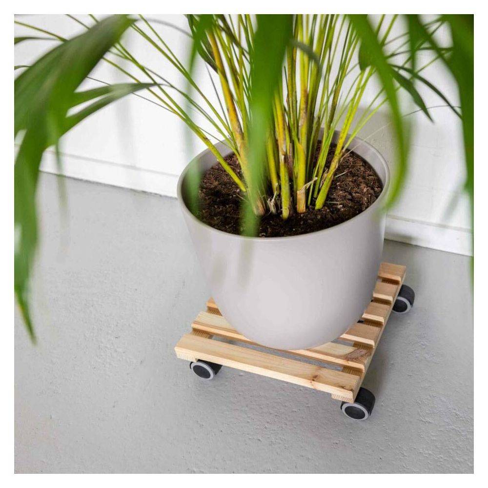 Esschert Design - Support à roulettes en bois pour plantes d'intérieur Carré - Naturel Esschert's Garden - Imagen 2
