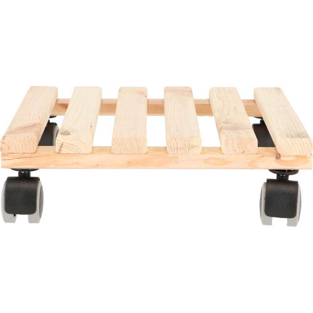 Esschert Design - Support à roulettes en bois pour plantes d'intérieur Carré - Naturel Esschert's Garden - Imagen 4