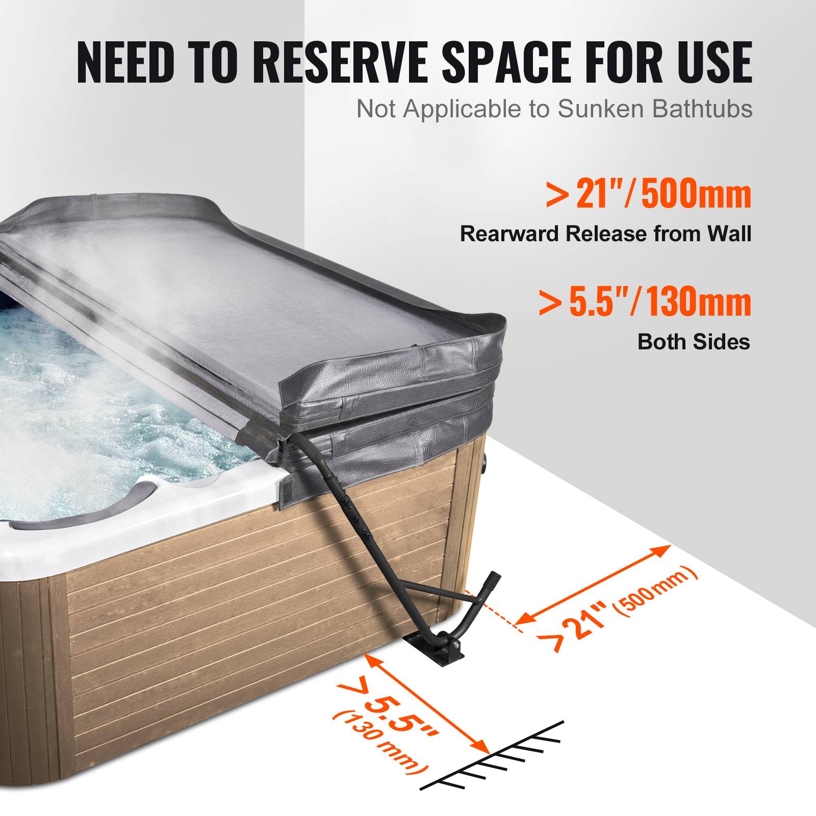 Vevor - Lève-couverture spa en aluminium anti-rouille, hauteur réglable 80-105 cm, largeur 145-235 cm - Image 5