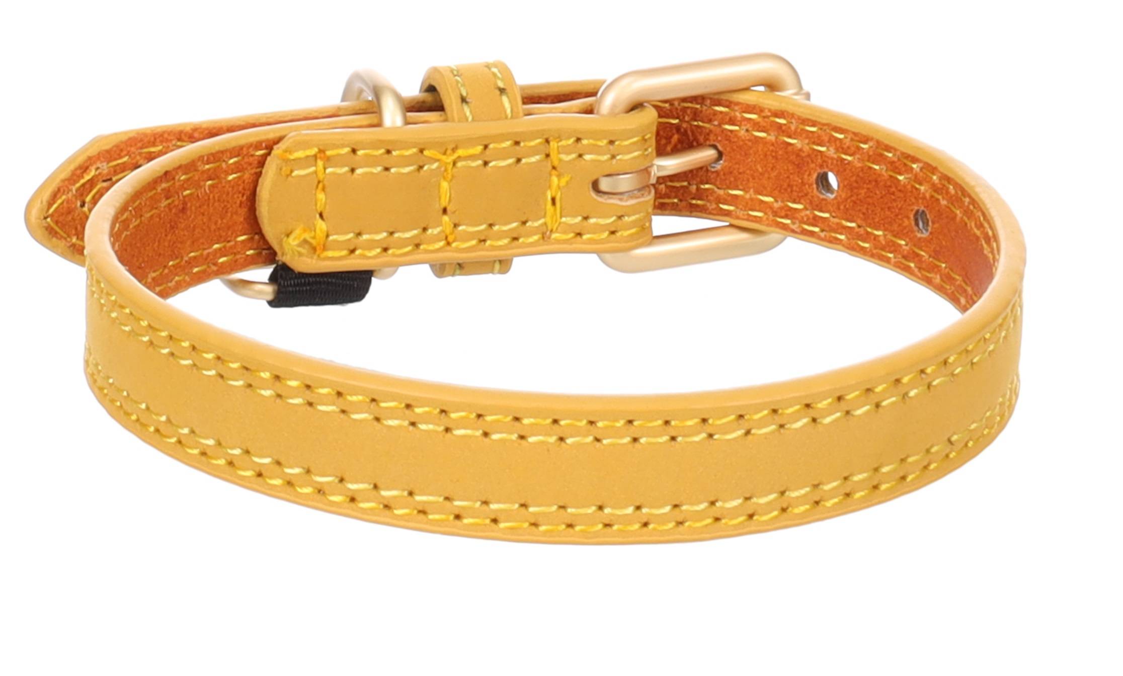 Eden - Collier pour chien Virginia en cuir L 43-53cm 25mm jaune - Image 1