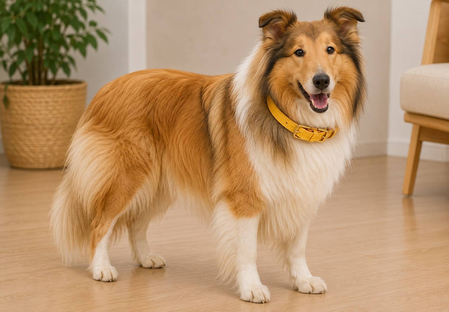 Eden - Collier pour chien Virginia en cuir L 43-53cm 25mm jaune - Image 2