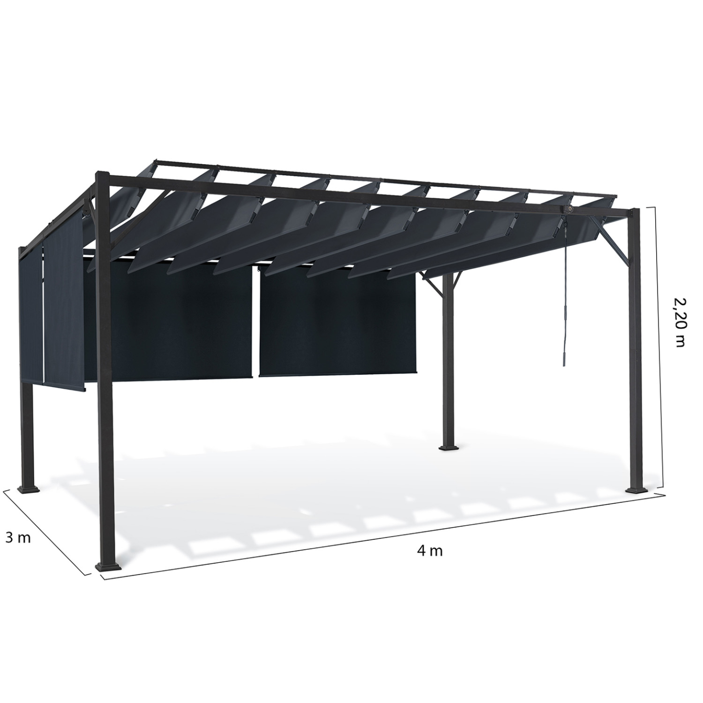 Pergola édition luxe lames orientables 3x4 M et 4 stores gris anthracite - Image 6