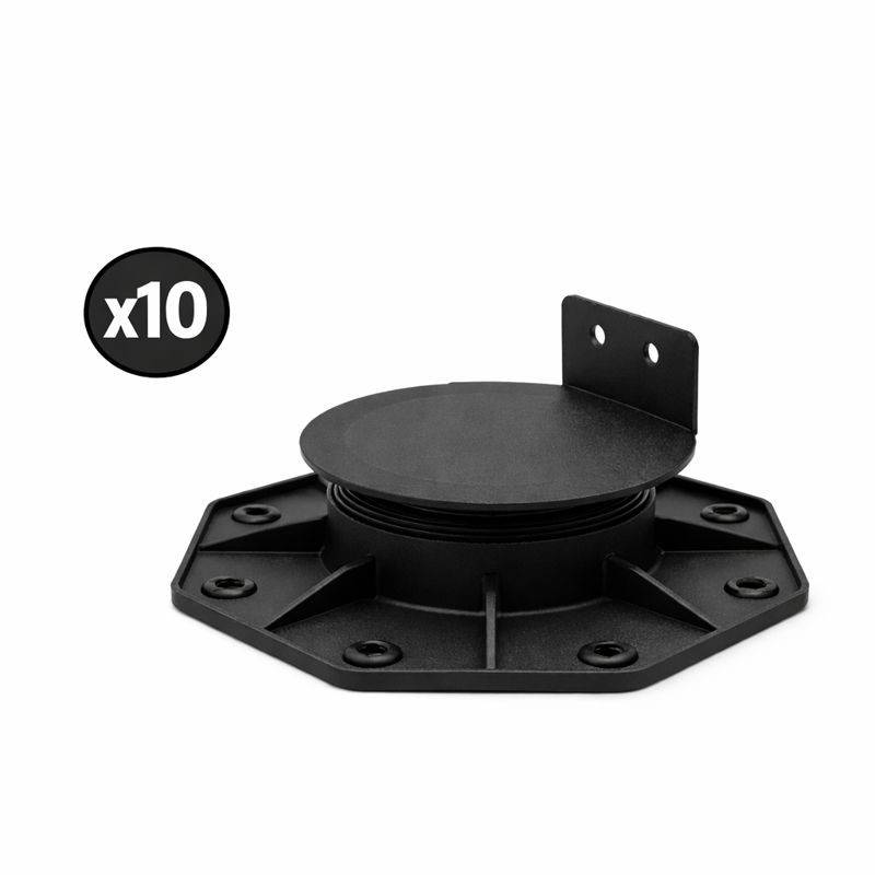 Lot de 10 plots 18-30 mm pour terrasse bois et composite - Coloris - Noir, Unités - 10 plots - Image 1