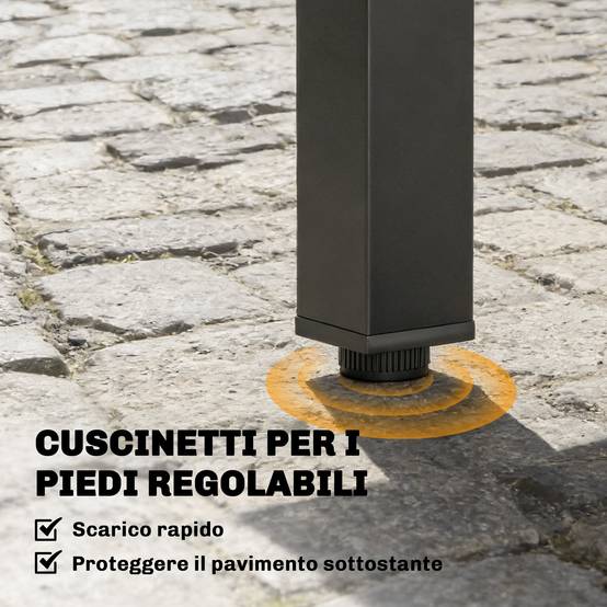 Table de jardin extensible aluminium acier 6 places lattes 160cm noir - ComfortXL Outdoor Living - Image 9