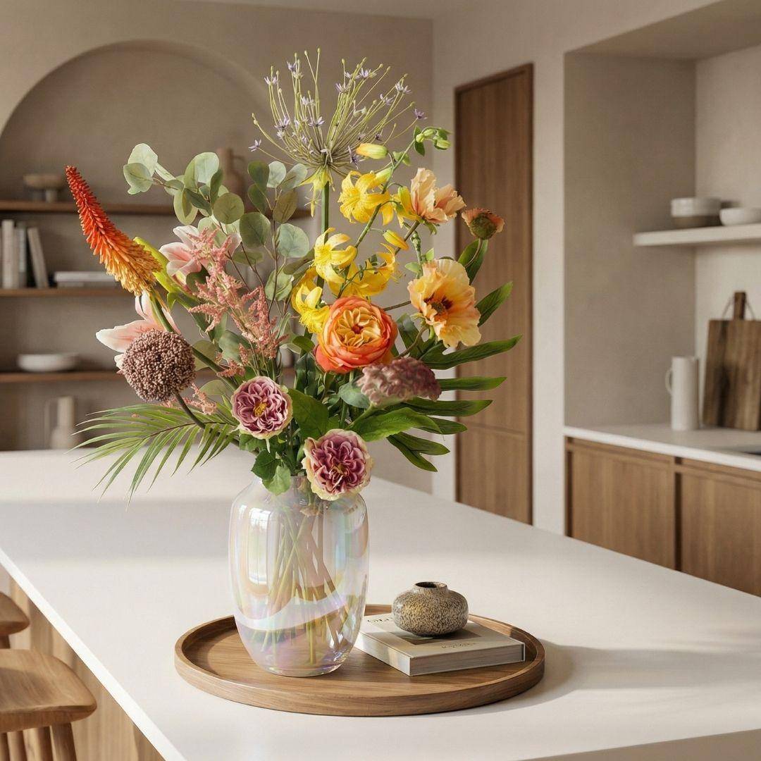 PANGIVO - Bouquet de fleurs artificielles plastique multicolore 30 x 30 x 105 cm - PANGIVO - Image 3