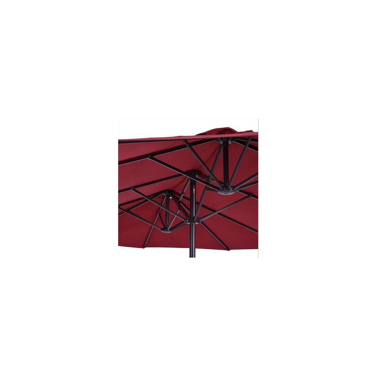 Parasol de terrasse double Rouge Bordeaux 4.50 x 2.65 x H 2.40 Toile polyester TWIN KZ GARDEN - Imagen 6