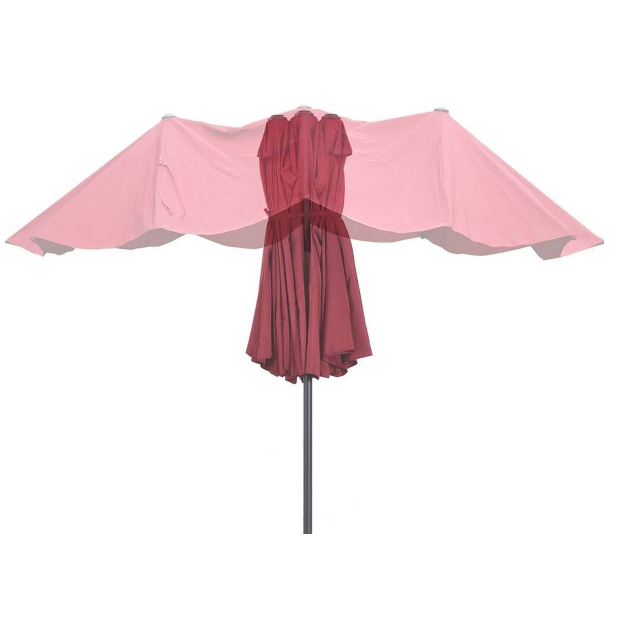 Parasol de terrasse double Rouge Bordeaux 4.50 x 2.65 x H 2.40 Toile polyester TWIN KZ GARDEN - Imagen 4