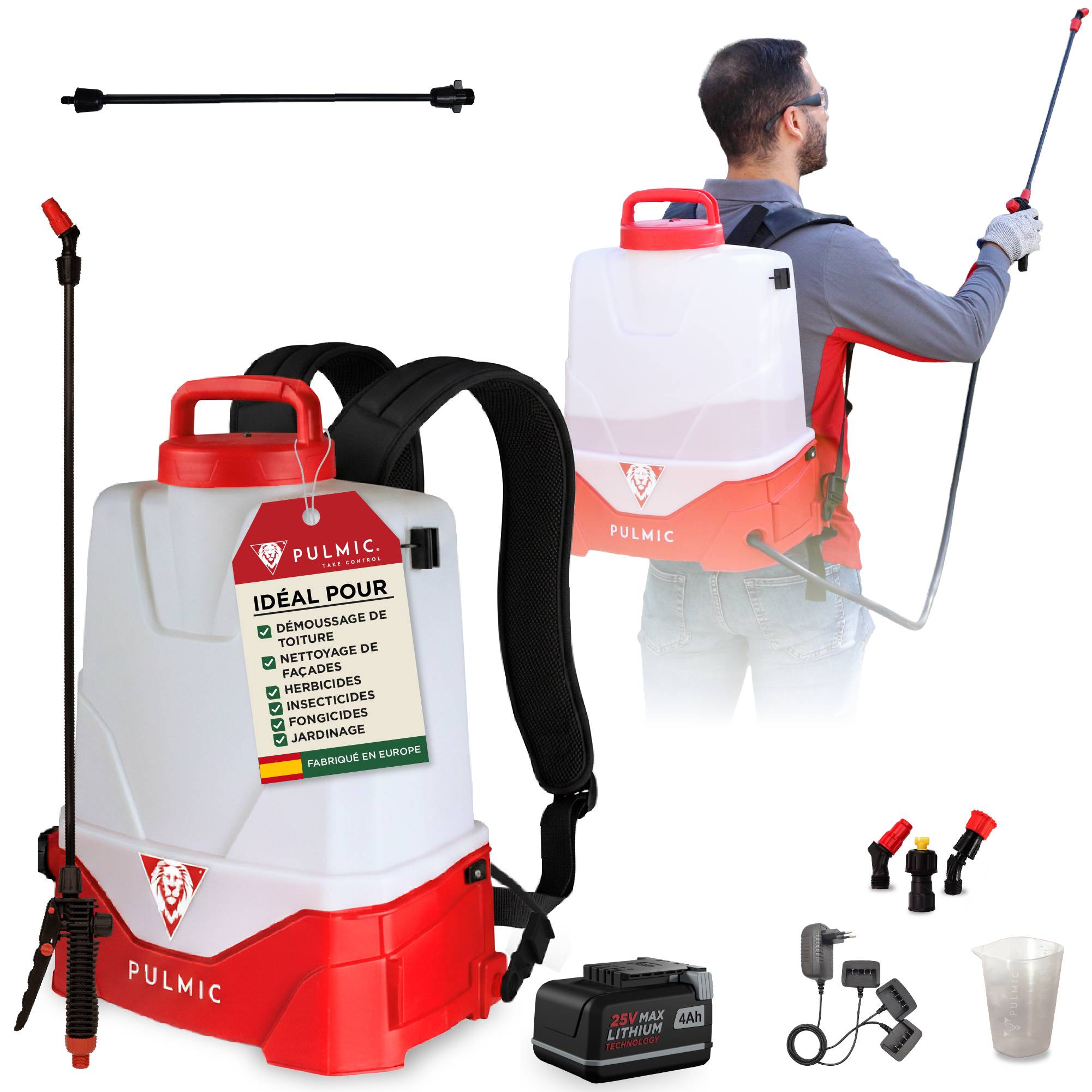 PULMIC Pulvérisateur Electrique Rechargeable 15L, Pulvérisateur à Batterie à Dos pour Jardin et Toiture, 7h d'Autonomie, Compatible Lance Télescopique - Image 1