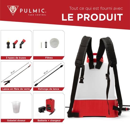 PULMIC Pulvérisateur Electrique Rechargeable 15L, Pulvérisateur à Batterie à Dos pour Jardin et Toiture, 7h d'Autonomie, Compatible Lance Télescopique - Image 6