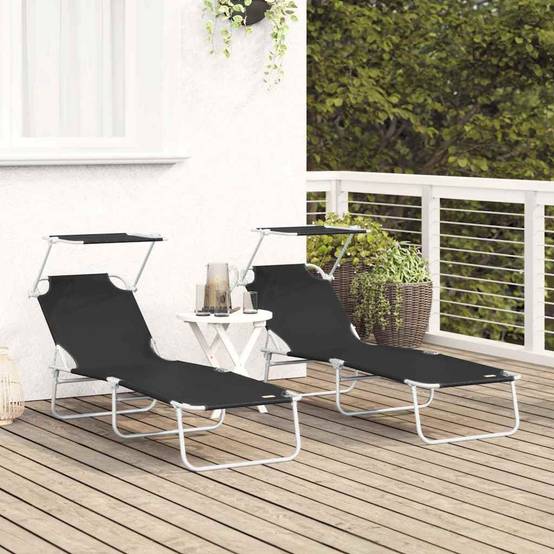 Transat Noir Polyester 58 x 188 x 77 cm 2 pcs - PANGIVO - Image 3