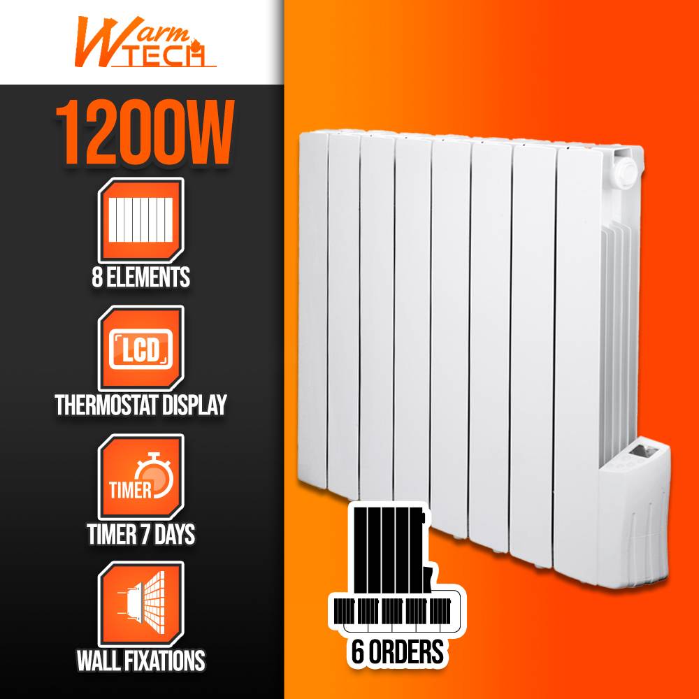 Radiateur à inertie fluide 1200W 8 éléments - Warm Tech - Image 2