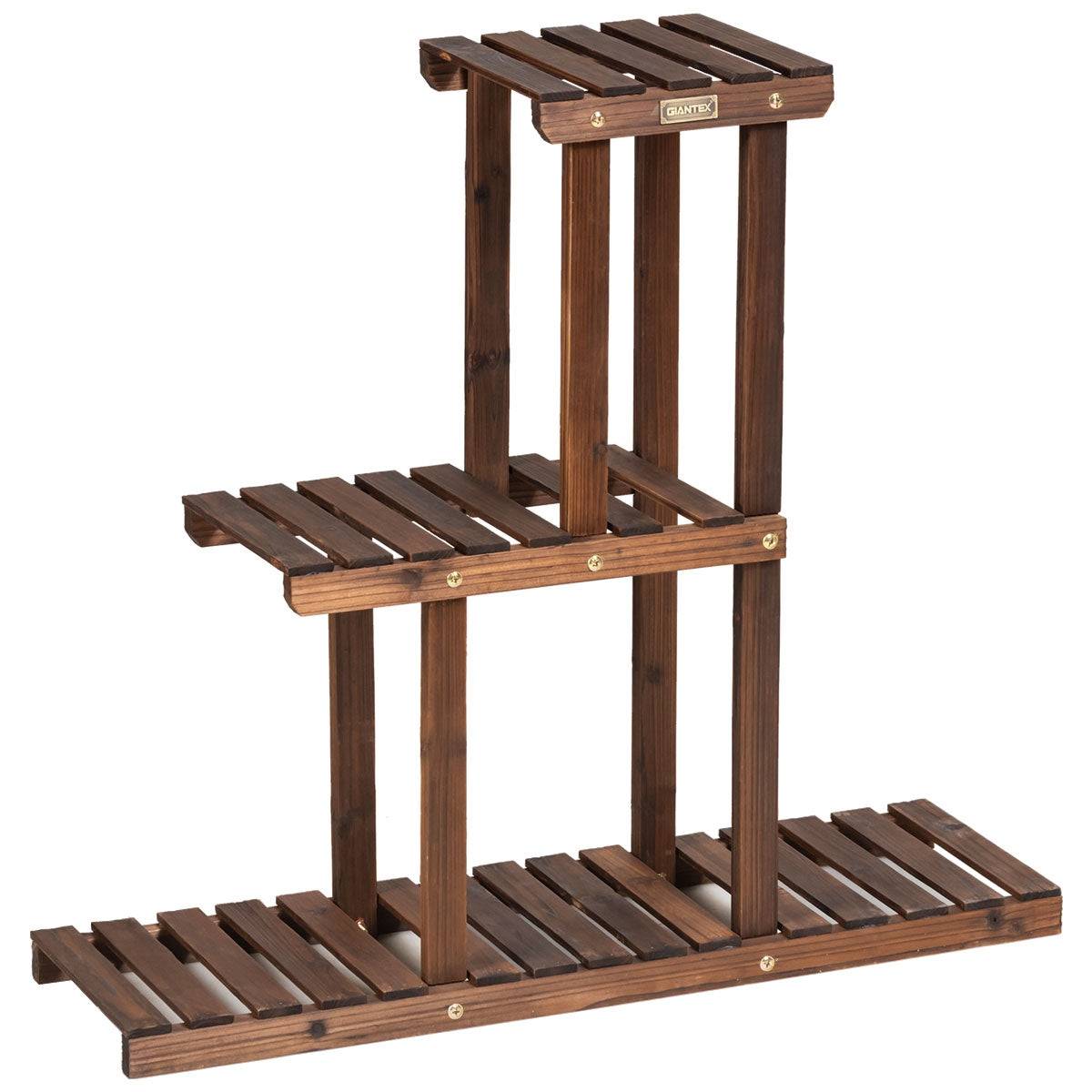 Helloshop26 - Etagère à fleurs en bois à 3 niveaux porte fleurs en echelle verticale capacité charge 30 kg - Imagen 1