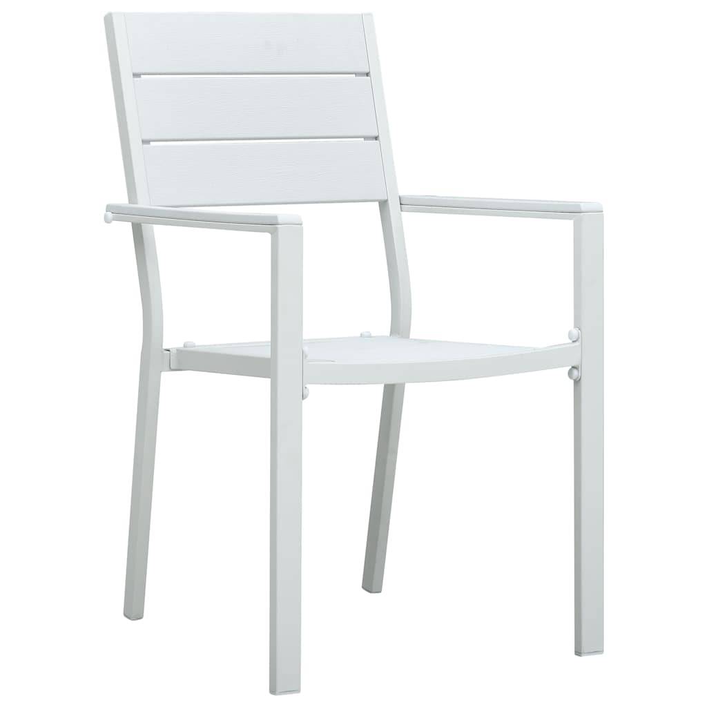 Chaises de jardin lot de 4 blanc PEHD aspect bois 62 x 55.5 x 88.5 cm - PANGIVO - Image 2