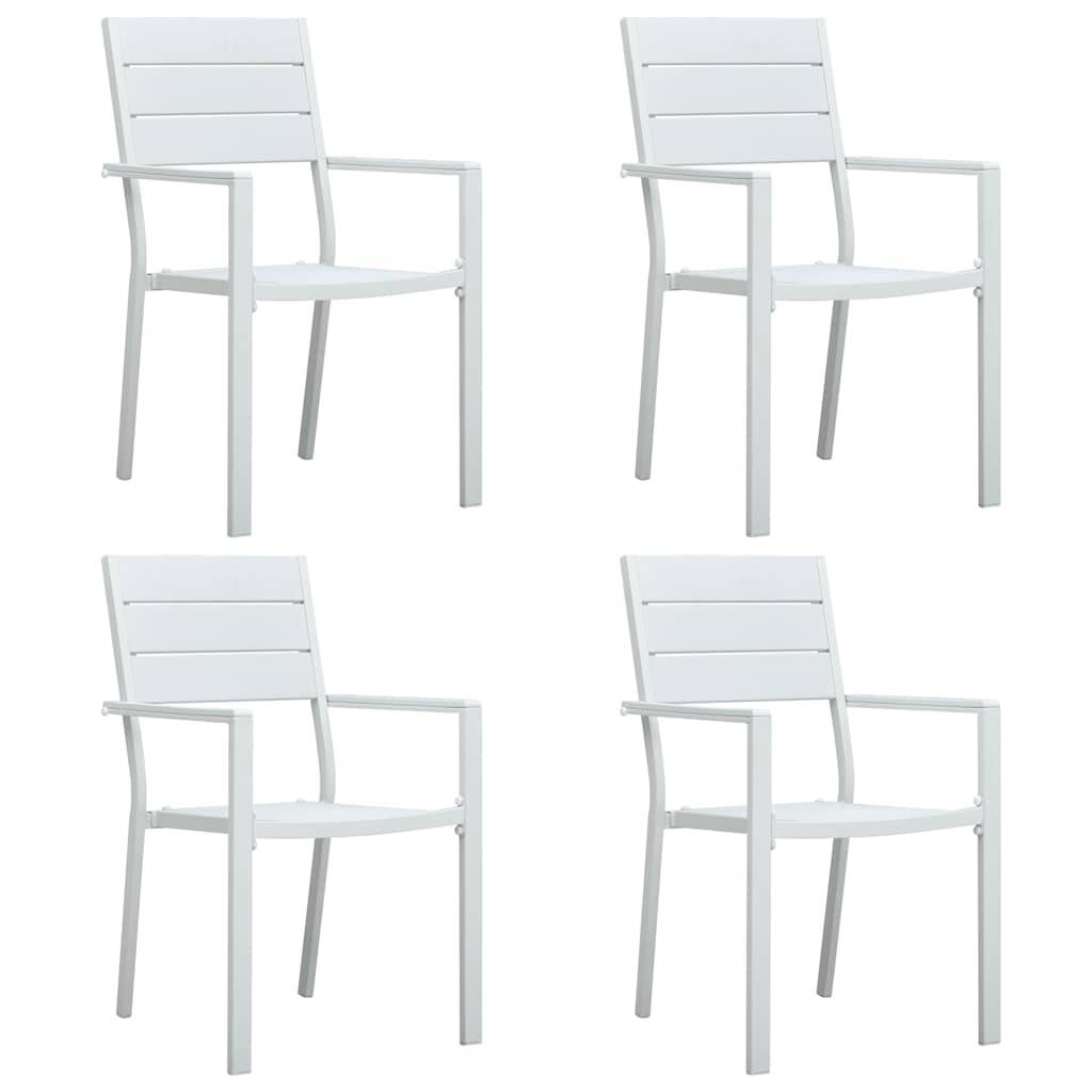 Chaises de jardin lot de 4 blanc PEHD aspect bois 62 x 55.5 x 88.5 cm - PANGIVO - Image 1