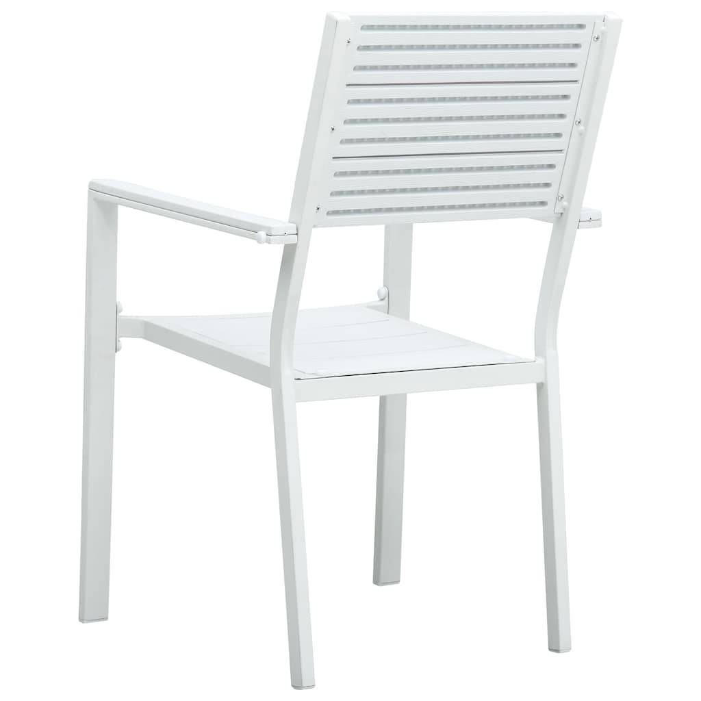 Chaises de jardin lot de 4 blanc PEHD aspect bois 62 x 55.5 x 88.5 cm - PANGIVO - Image 5