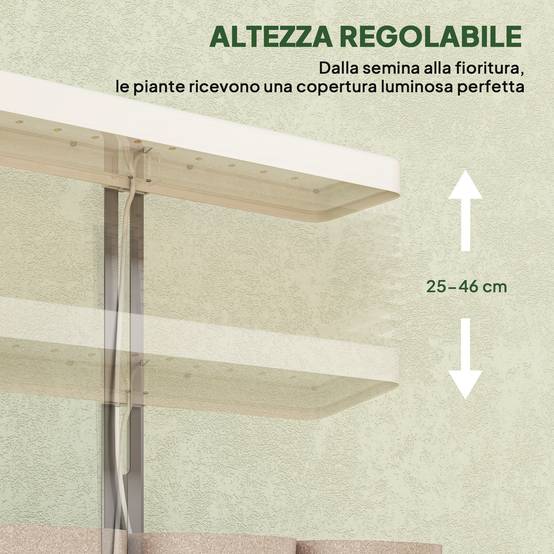 Lampes plantes 42 LED avec 3 pots, minuterie et éclairage réglable, 45x18,8x47,8 cm, blanc - Image 10