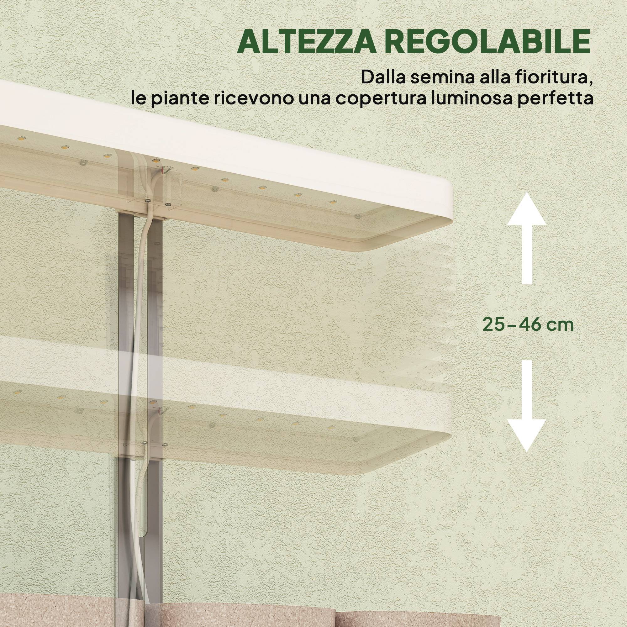 Lampes plantes 42 LED avec 3 pots, minuterie et éclairage réglable, 45x18,8x47,8 cm, blanc - Image 10