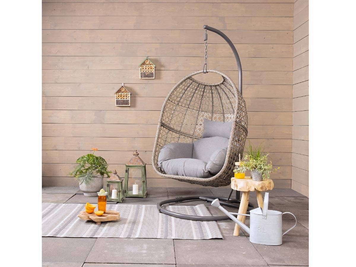 Jardideco - Fauteuil suspendu œuf de jardin gris Royan - Jardideco - Imagen 2