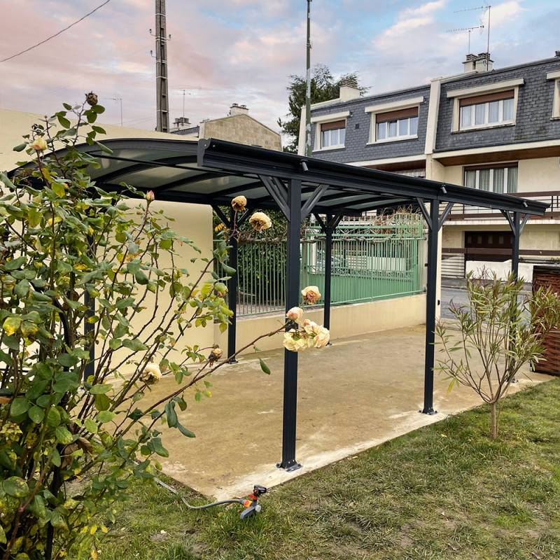 X-Metal - Carport autoportant 15,15m² aluminium polycarbonate 6mm X-Metal gris anthracite avec kit d'ancrage - Image 4
