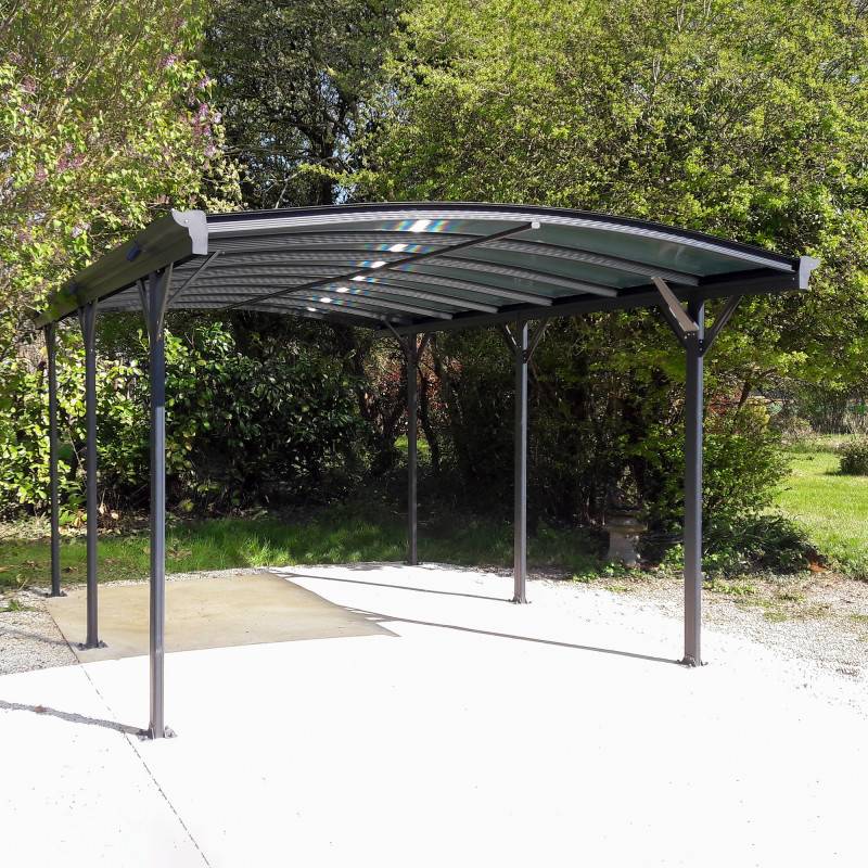 X-Metal - Carport autoportant 15,15m² aluminium polycarbonate 6mm X-Metal gris anthracite avec kit d'ancrage - Image 3