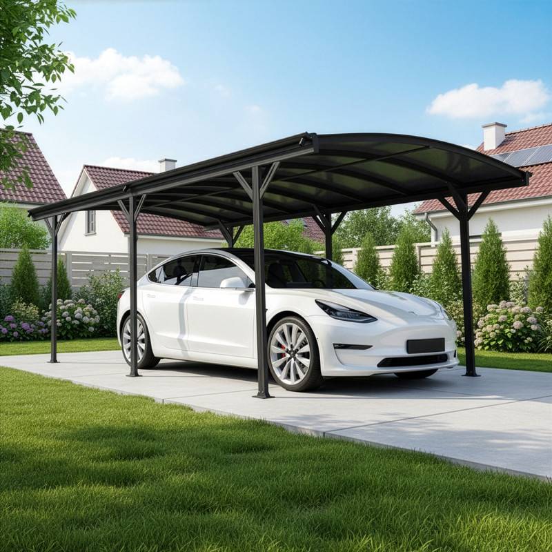 X-Metal - Carport autoportant 15,15m² aluminium polycarbonate 6mm X-Metal gris anthracite avec kit d'ancrage - Image 1