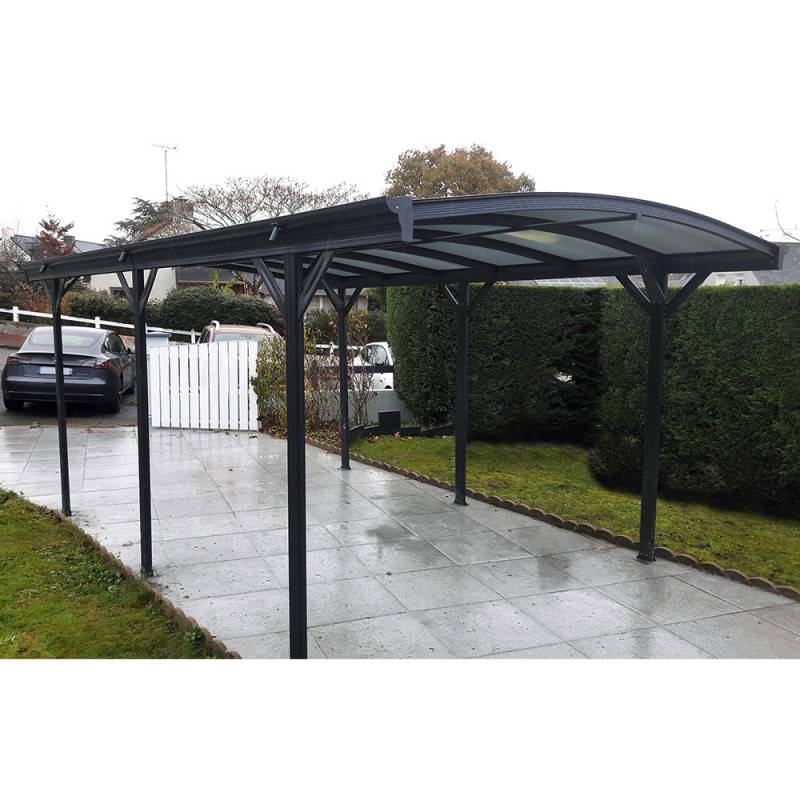 X-Metal - Carport autoportant 15,15m² aluminium polycarbonate 6mm X-Metal gris anthracite avec kit d'ancrage - Image 6