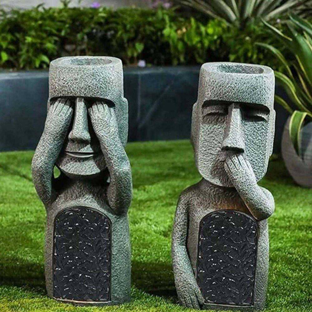 Hanah Home - Jardinière Moai en polyrésine Ne parle pas - Imagen 2