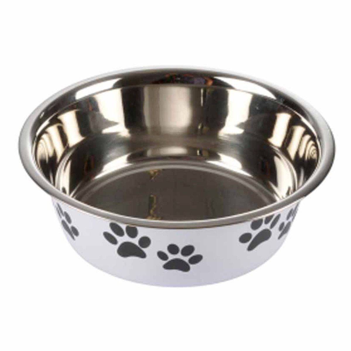 Gamelle pour Chien & Chat "Motifs Pattes" 21cm Blanc