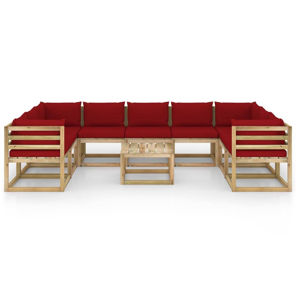 Helloshop26 - Salon de jardin meuble d'extérieur ensemble de mobilier 10 pièces avec coussins bois de pin imprégné - Imagen 2