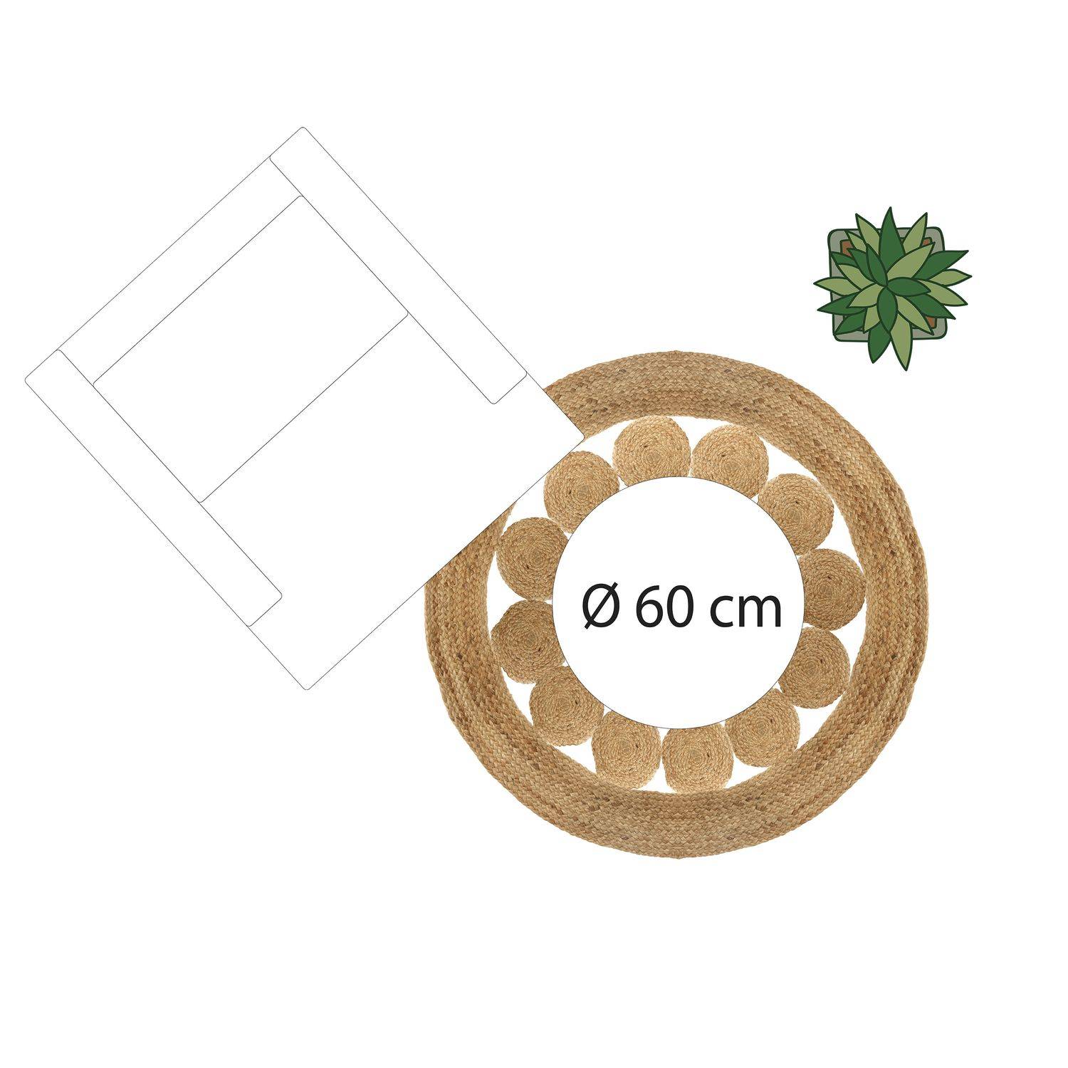 Atmosphera - Tapis ajouré "Esra" en jute D120cm - Atmosphera Créateur d'intérieur - Image 6