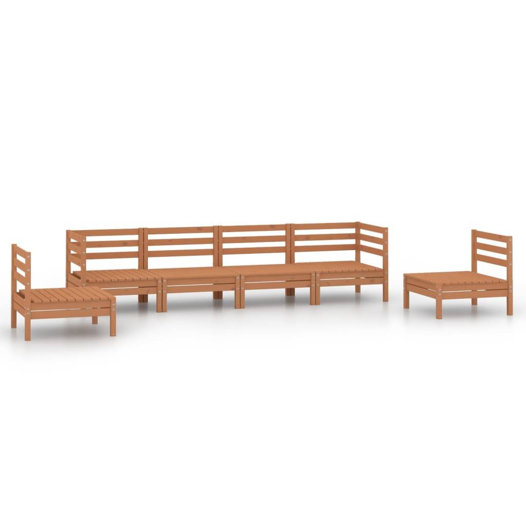 Helloshop26 - Salon de jardin meuble d'extérieur ensemble de mobilier 6 pièces marron miel bois de pin massif - Imagen 1