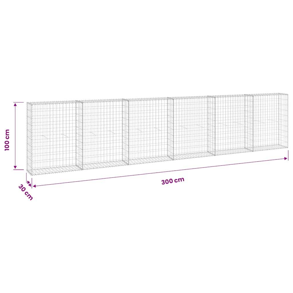 Mur en gabion avec couvercles Acier galvanisé 300 x 30 x 100 cm - PANGIVO - Image 7
