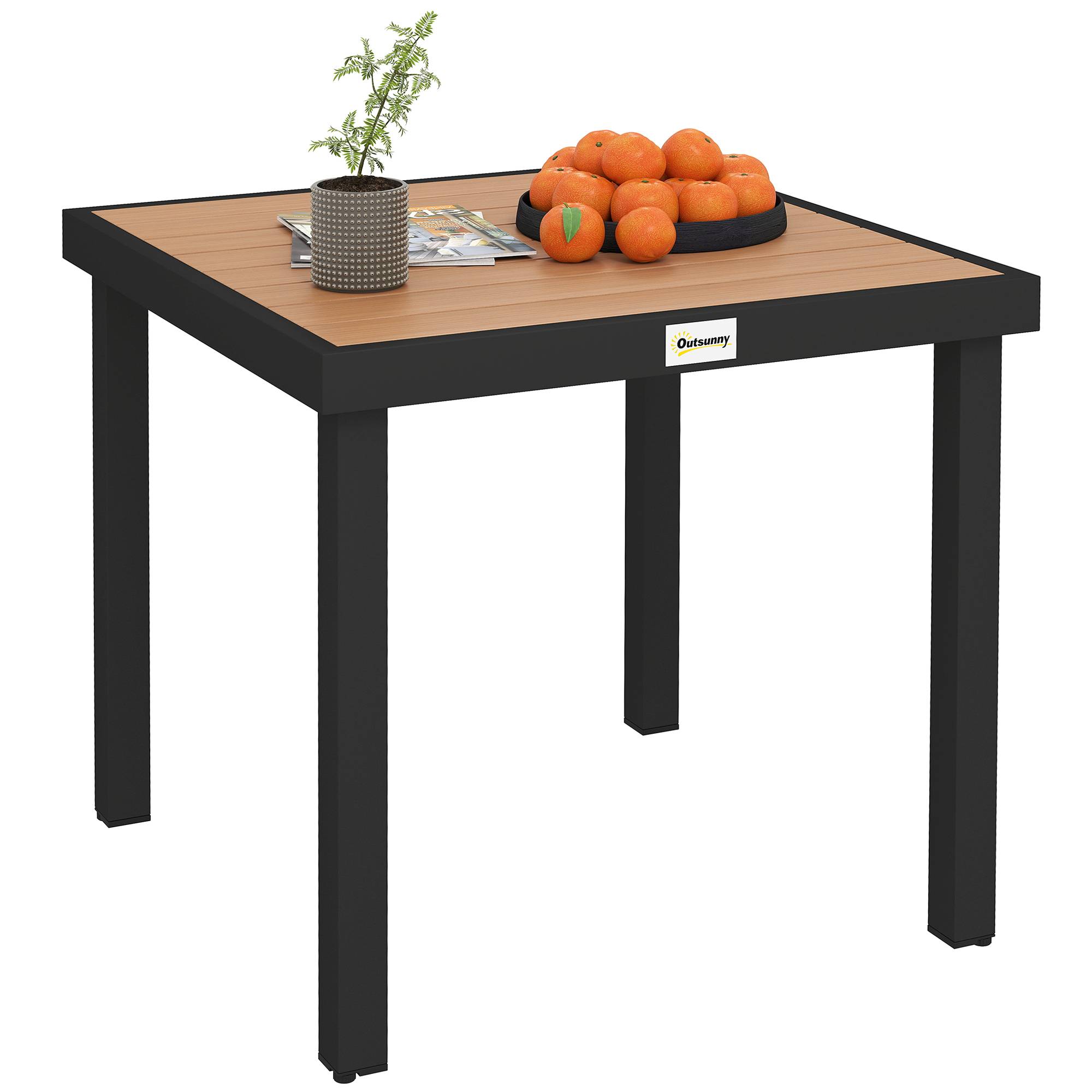 ComfortXL - Table de jardin aluminium 78 x 78 cm noir plateau effet bois balcon terrasse 4 personnes - ComfortXL Outdoor Living